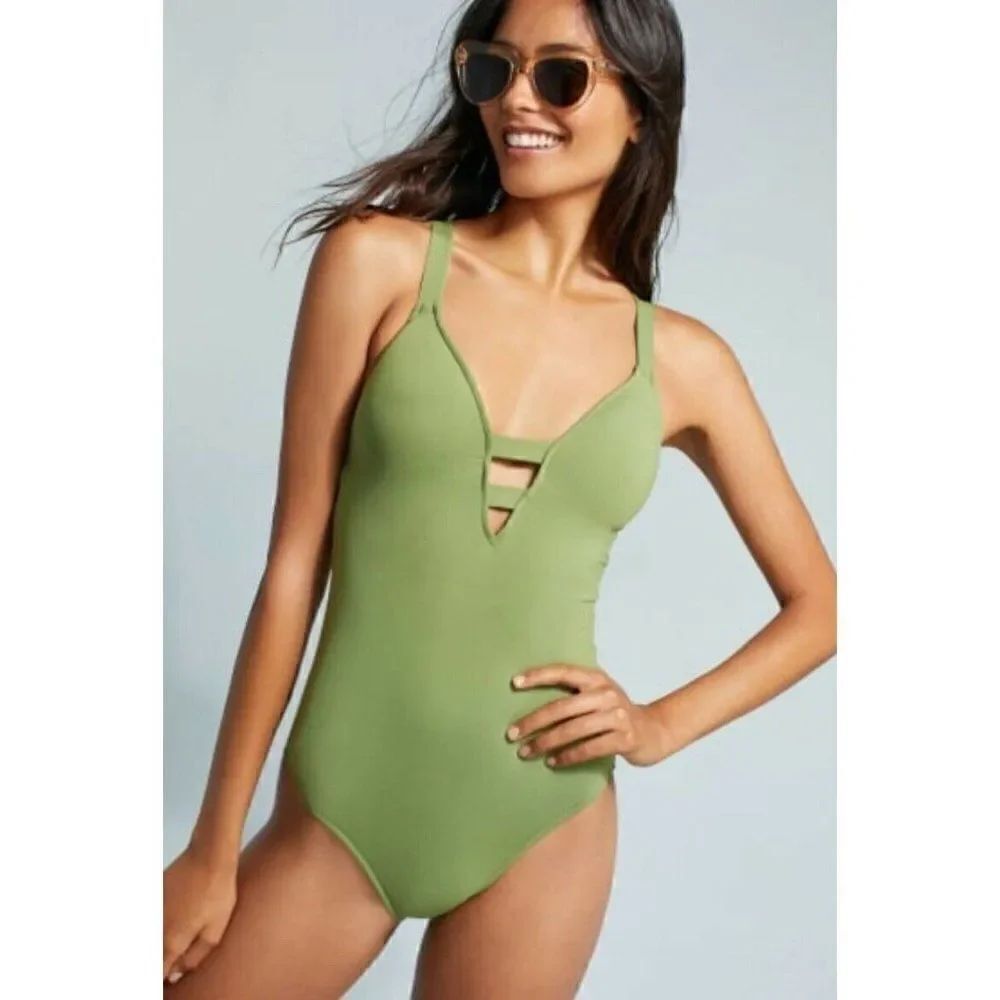 NWT ANTHROPOLOGIE SEAFOLLY ACTIVE DEEP V MAILLOT
